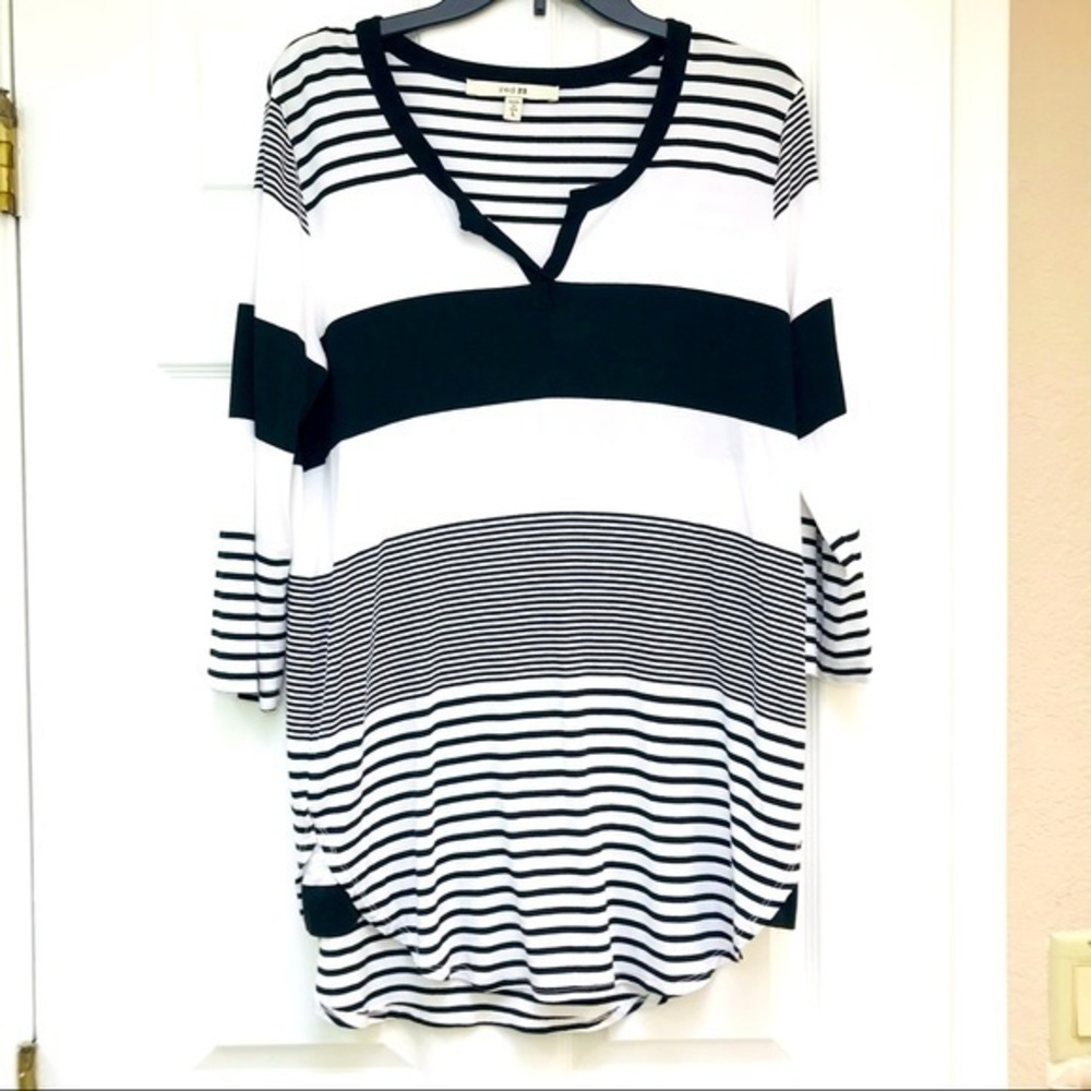 Red 23 Long Sleeve Black/White Stripe Top-Size Large